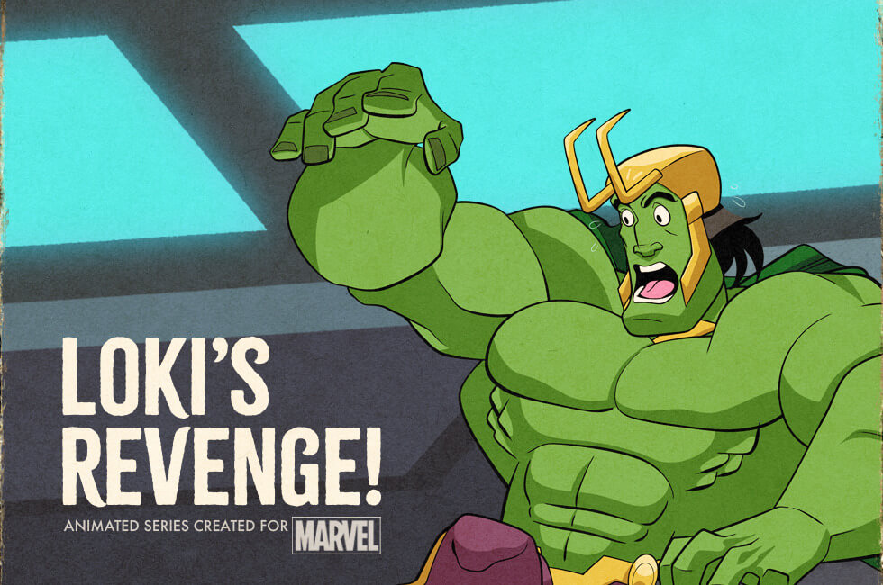 Illustration of superhero with the words Loki's Revenge