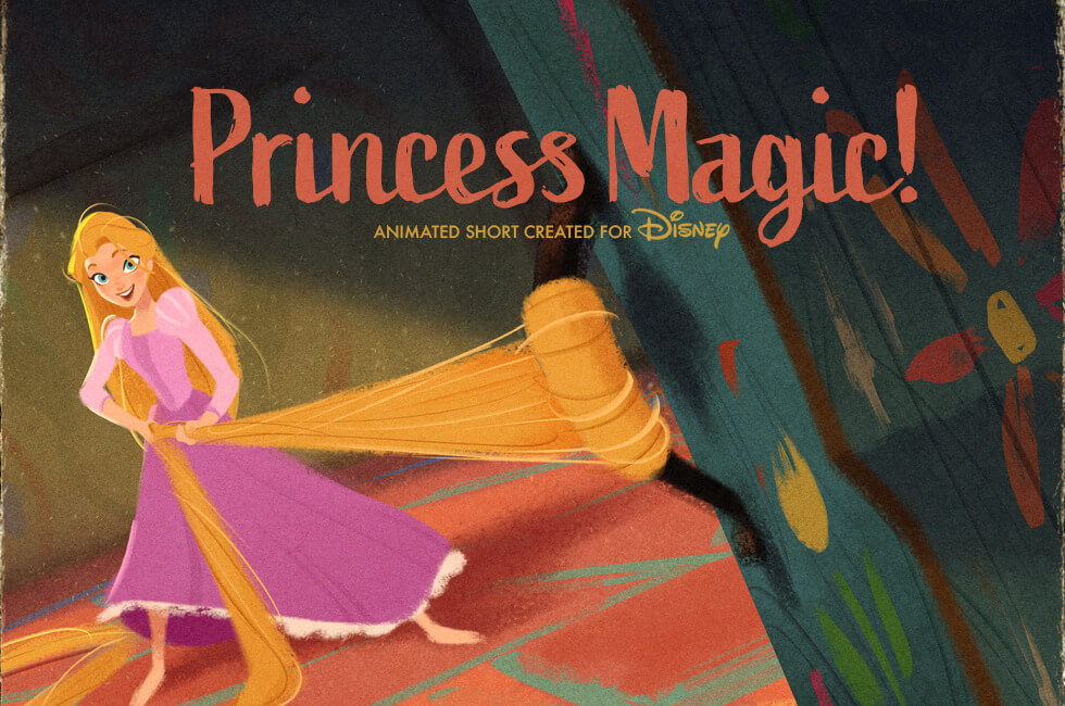 Illustration of Rapunzel with the words Princess Magic